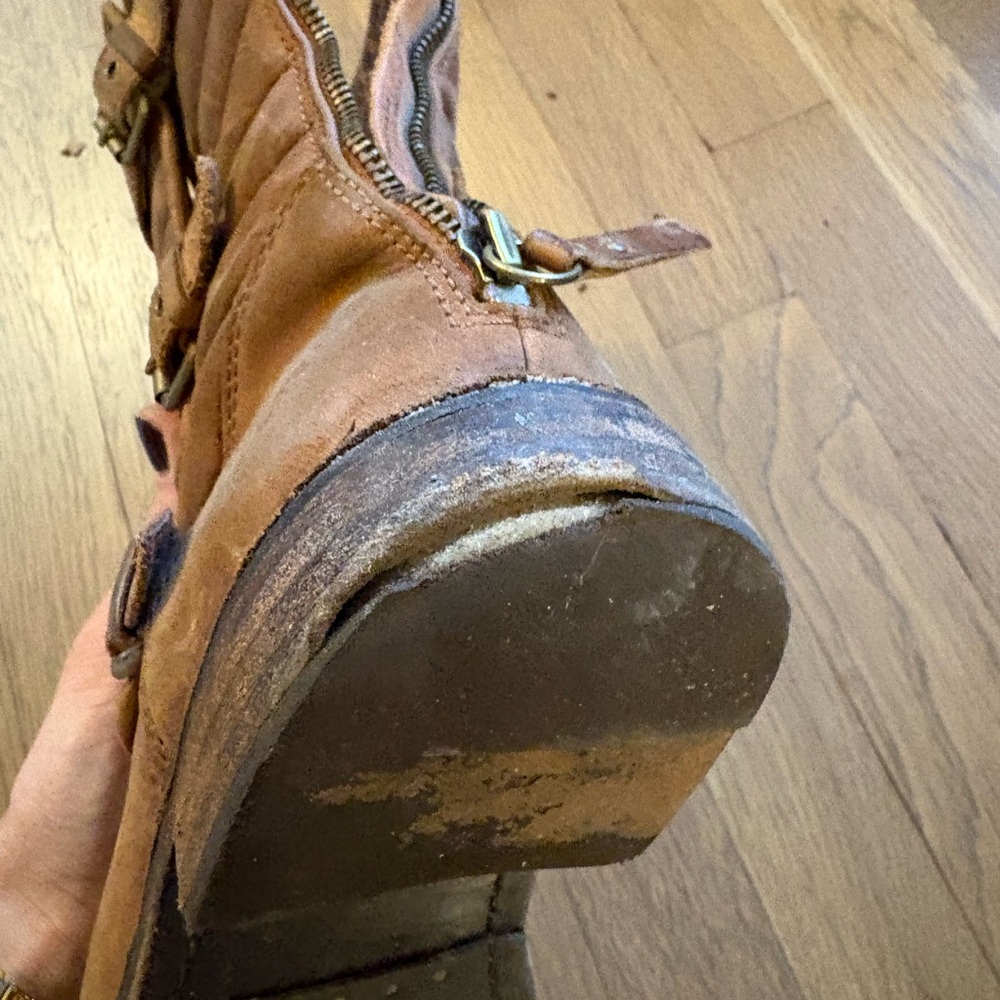 UGG Tatum leather moto biker boots in brown size 9 - Picture 5 of 6